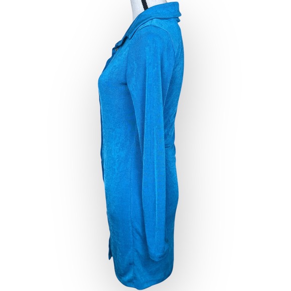 Princess Polly Blue Textured Long Sleeve Button Down Mini Dress‎ Bodycon Size 6 - Picture 8 of 10